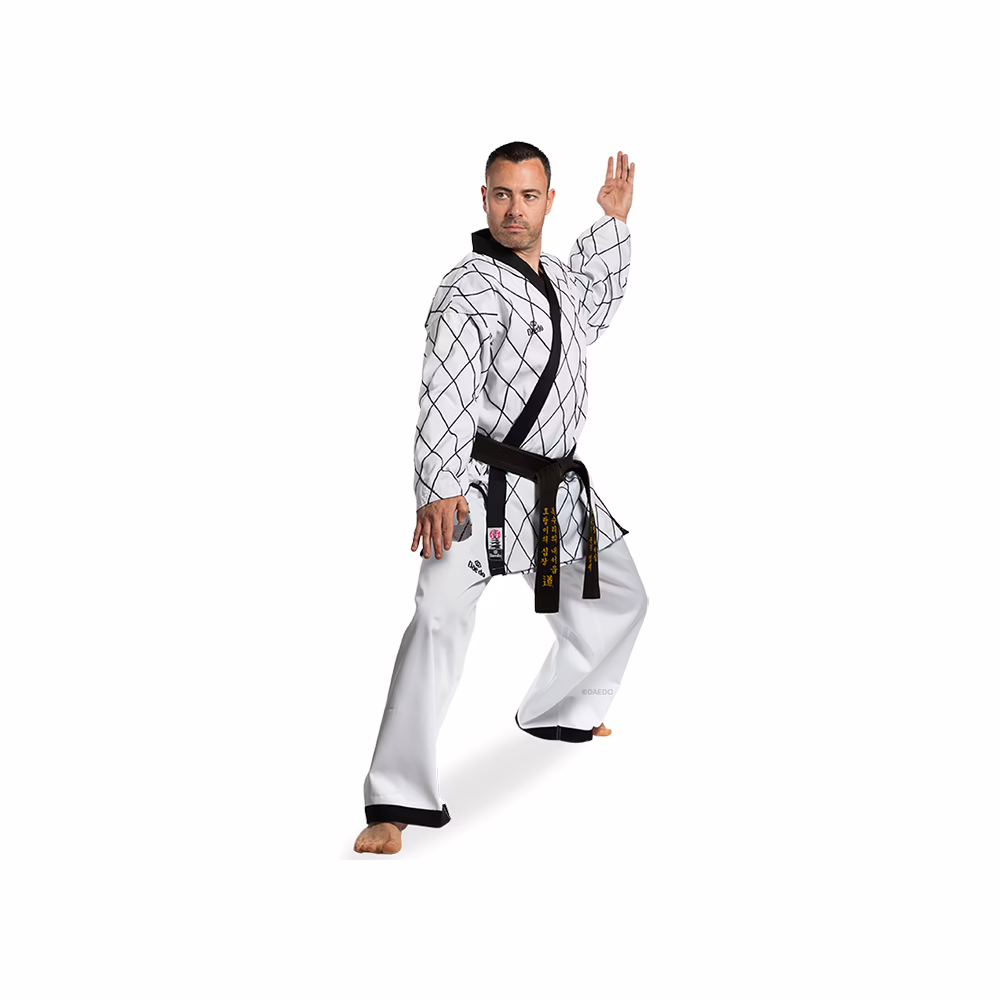 Rhombus Embroidery Hapkido Uniform_White
